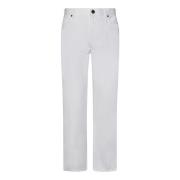 Hvide Straight-Leg Jeans med Logo Broderi