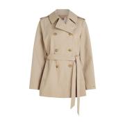 Beige Bomuld Trenchcoat