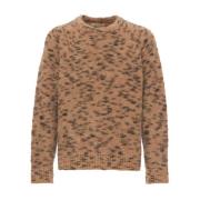 Brun Mønstret Rundhals Sweater