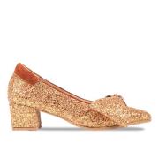 Glitter Bow Pumps - Mandarin Glitter / Terracotta