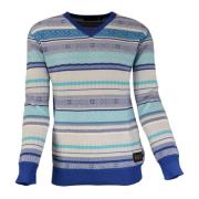 Stribet V-Hals Pullover