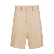 Beige Bermuda Shorts i Cinched Bomuldspoplin