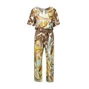 Stilfuld Paisley Print Jumpsuit med V-hals og Brede Ben