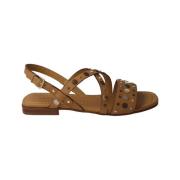 Karamel Læder Krydsrem Sandal