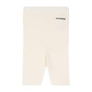 Beige Bomuld Logo Shorts Elastisk Design