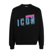 Sort Ikon Logo Bomuldssweatshirt