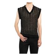 Multifarvet Boucle Check V-Hals Vest