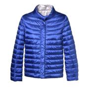 Reversible down jacket in electric blue nylon