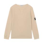 Beige Sweatshirt - Klassisk pasform, Rund hals, Lange ærmer