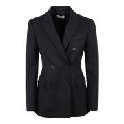 Sort dobbeltradet uld-blazer