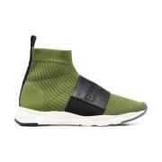 Grøn Elegant Lukkede Flade Sneakers