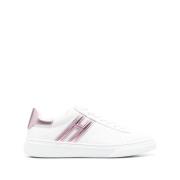 Hvide Casual Lukkede Flade Sneakers