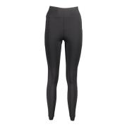 Sorte polyester leggings med kontrastdetaljer