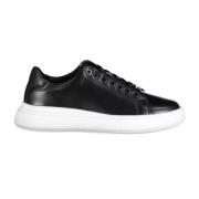 Sort Polyester Sneaker med Kontrastdetaljer