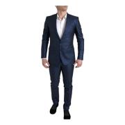 Metallic Blue Slim Fit 2-Delt Jakkesæt