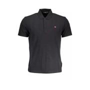 Sort Bomuld Polo Shirt med Broderi