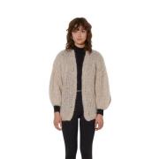 Fluffy Mohair Cardigan i Beige