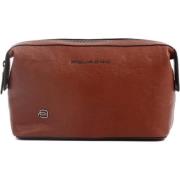 Brun Læder Clutch Beauty Case