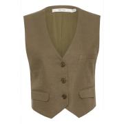 Gestuz Lizagz Linen Waistcoat Jakker 10909104 Stone Gray