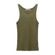 Ribbet Tank Top Oliven Khaki