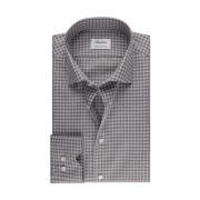 Slim Brown Checked Twill Shirt Ternet