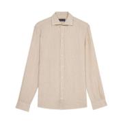 Sandfarvet Linen Casual Skjorte