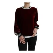 Burgundy Velvet Rund Hals Sweater