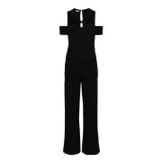 Sort Jumpsuit med V-Hals og Cut-Out Detalje