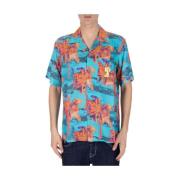 Palm Print Cuban Collar Shirt