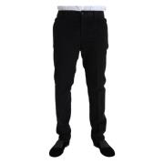 Sort Bomuld Velvet Slim Fit Bukser