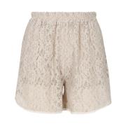 Beige Bomuld Elastisk Talje Shorts