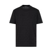 Sort Jacquard Strik T-shirt med Logo