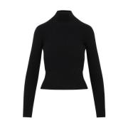 Sort Ribstrikket Turtleneck Sweater AW23