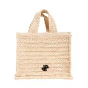 Beige Raffia Shopper Taske