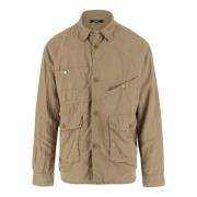 Beige Bomuld Blazer med Fire Lommer