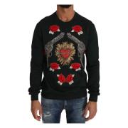 Grøn Krystal Hjerte Roser Pistol Sweater