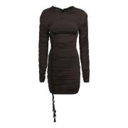 Sort Bodycon Kjole med Ruffled Trim