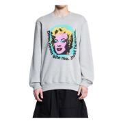 Grafisk Print Crewneck Sweatshirt