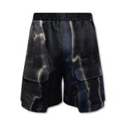 Linned Bomuld Shorts Elastisk Talje Lommer