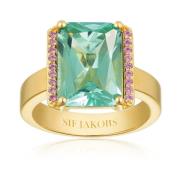 Statement Ring med Turkis og Pink Zirkon