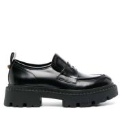 Sort Læder Stud Combo Loafer