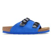 Blå Ruskind Læder Casual Sandal