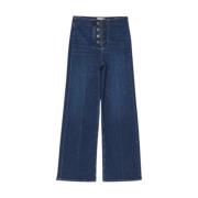 Slim Palazzo Sailor Pant Blå