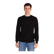 Ribbet rund hals langærmet sweater