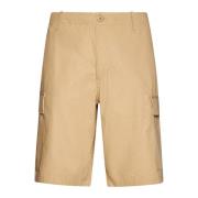 Brun Cargo Shorts med Blomsterudsmykning