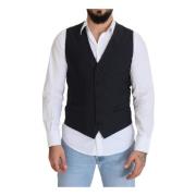 Klassisk Sort Uld Stretch Vest