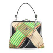 Multifarvet Tartan Ramme Mini Taske