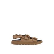 Flade sandaler i lysbrunt nubuck