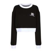 Sort Sweaters To-Farvet Logo Print Crew Neck