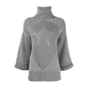 Grå Strikket Turtleneck Sweatshirt Casual Stil